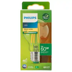 PLUS Philips LED Bulb 60W E27 2700K CL UE aanbieding