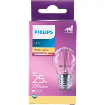 PLUS Philips LED filament kogel 25W E27 box aanbieding
