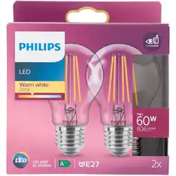 PLUS Philips LED 60W peer E27 helder niet dimbaar aanbieding