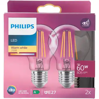 PLUS Philips LED 60W peer E27 helder niet dimbaar aanbieding