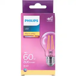 PLUS Philips LED filament bulb 60W E27 box aanbieding