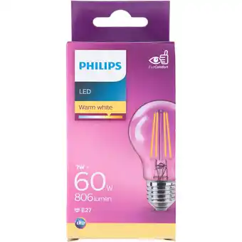 PLUS Philips LED filament bulb 60W E27 box aanbieding