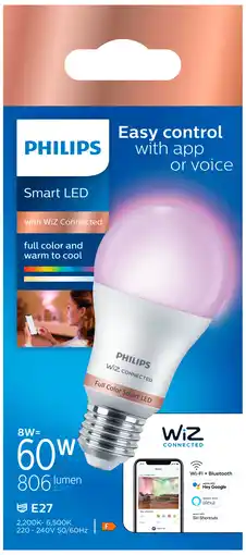 PLUS Philips Smart LED 60W A60 E27 gekleurd licht aanbieding