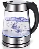 Bol.com Aigostar Chubby 30LCZ - Waterkoker glas met LED - RVS - Zwart aanbieding