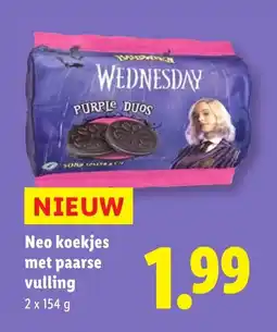 Lidl Neo koekjes met paarse vulling aanbieding