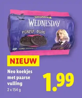 Lidl Neo koekjes met paarse vulling aanbieding