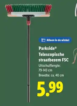 Lidl Parkside telescopische straatbezem fsc aanbieding