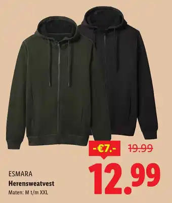 Lidl ESMARA Herensweatvest aanbieding