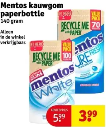 Kruidvat Mentos kauwgom paperbottle aanbieding