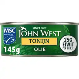Albert Heijn John West Tonijnstukken in zonnebloemolie aanbieding
