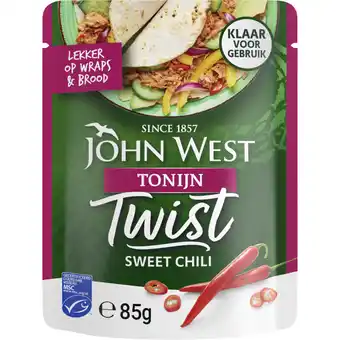 Albert Heijn John West Twist tonijn sweet chili MSC aanbieding