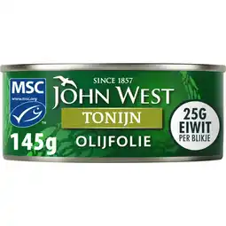 Albert Heijn John West Tonijnstukken in olijfolie aanbieding