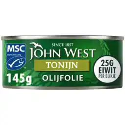 Albert Heijn John West Tonijnstukken in olijfolie aanbieding