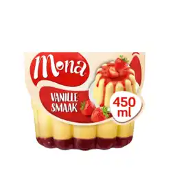 Albert Heijn Mona Vanillepudding met aardbeiensaus aanbieding
