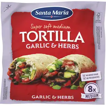 Albert Heijn Santa Maria Tortilla wraps garlic&herbs 8x medium aanbieding