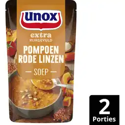Albert Heijn Unox Pompoen rode linzensoep aanbieding