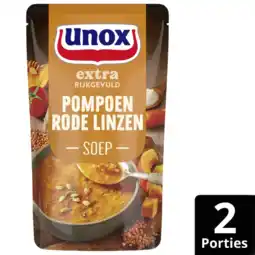 Albert Heijn Unox Pompoen rode linzensoep aanbieding