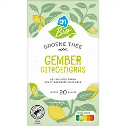 Albert Heijn AH Biologisch Groene thee gember citroengras aanbieding