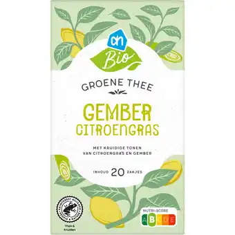 Albert Heijn AH Biologisch Groene thee gember citroengras aanbieding