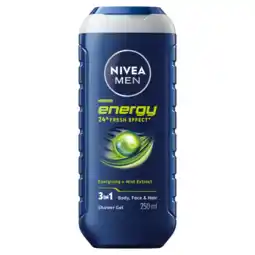 Albert Heijn NIVEA Men energy douchegel 3-in-1 met mint aanbieding