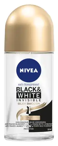 Albert Heijn NIVEA Black & white silky smooth deo roller aanbieding