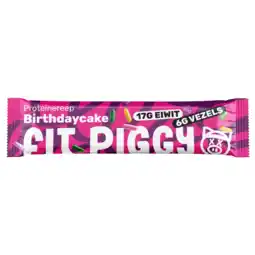 Albert Heijn Fit Piggy Proteïnereep birthdaycake aanbieding