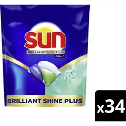 Albert Heijn Sun Brilliant shine plus vaatwascapsules aanbieding