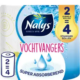 Albert Heijn Nalys Vochtvangers keukenpapier 2=4 rol aanbieding