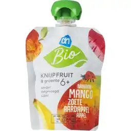 Albert Heijn AH Biologisch Knijpfruit mango zoete aardappel 6m+ aanbieding