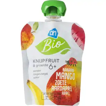 Albert Heijn AH Biologisch Knijpfruit mango zoete aardappel 6m+ aanbieding