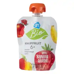 Albert Heijn AH Biologisch Knijpfruit appel banaan aardbei 6m+ aanbieding
