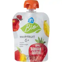 Albert Heijn AH Biologisch Knijpfruit appel banaan aardbei 6m+ aanbieding
