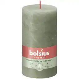 Albert Heijn Bolsius Rustieke kaars olijfgroen 13cm aanbieding