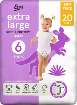 Albert Heijn Etos Extra large soft & protect luiers maat 6 aanbieding