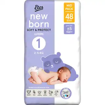 Albert Heijn Etos New born soft & protect luiers maat 1 aanbieding