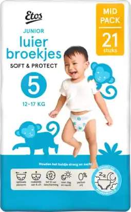 Albert Heijn Etos Junior luierbroekjes soft & protect 5 aanbieding