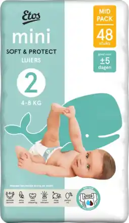 Albert Heijn Etos Mini soft & protect luiers maat 2 aanbieding