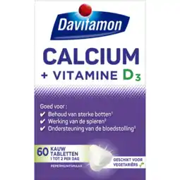 Albert Heijn Davitamon Calcium + vitamine D kauwtabletten mint aanbieding