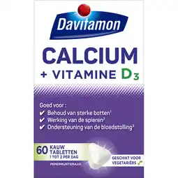 Albert Heijn Davitamon Calcium + vitamine D kauwtabletten mint aanbieding