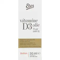 Albert Heijn Etos Vitamine D3 Hooggedoseerd Olie aanbieding
