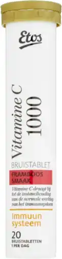 Albert Heijn Etos Vitamine C 1000 mg Bruistablet Framboos aanbieding