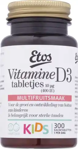 Albert Heijn Etos Kids vitamine D tabletjes multifruit aanbieding