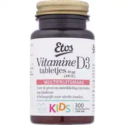 Albert Heijn Etos Kids vitamine D tabletjes multifruit aanbieding