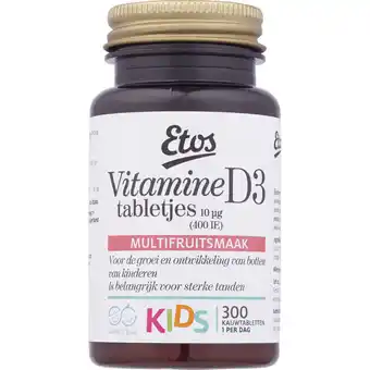 Albert Heijn Etos Kids vitamine D tabletjes multifruit aanbieding