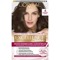 Albert Heijn L'Oréal Excellence crème middenbruin 4 aanbieding