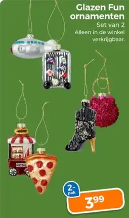 Trekpleister Glazen Fun Ornamenten aanbieding