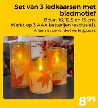 Trekpleister Set van 3 Ledkaarsen met Bladmotief aanbieding