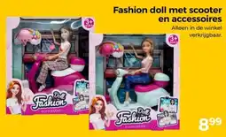Trekpleister Fashion doll met scooter en accessoires aanbieding