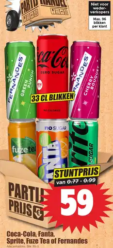 Dirk Coca-Cola, Fanta, Sprite, Fuze Tea of Fernandes aanbieding