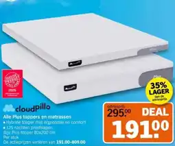 Albert Heijn Cloudpillo Alle Plus toppers en matrassen aanbieding